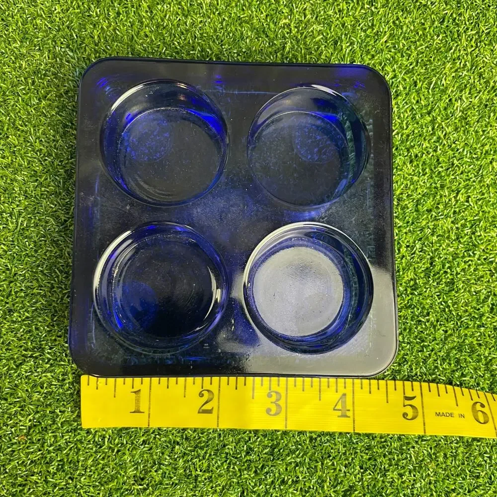 Vintage Lot Collectible Cobalt Blue Square Tea Light Holders